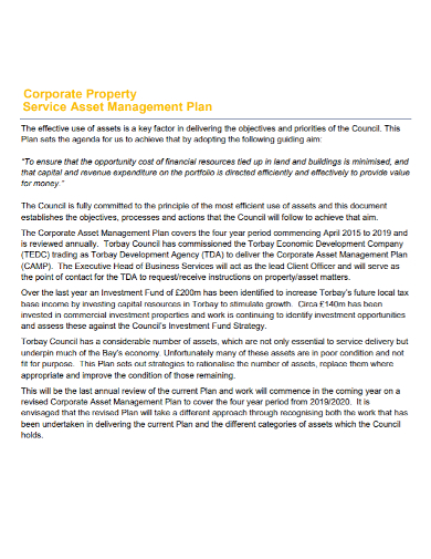 corporate property asset management plan