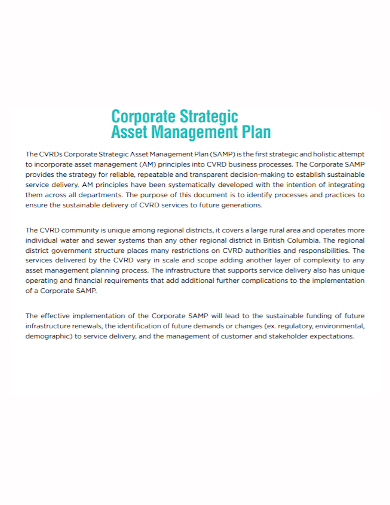 corporate strategic asset management plan