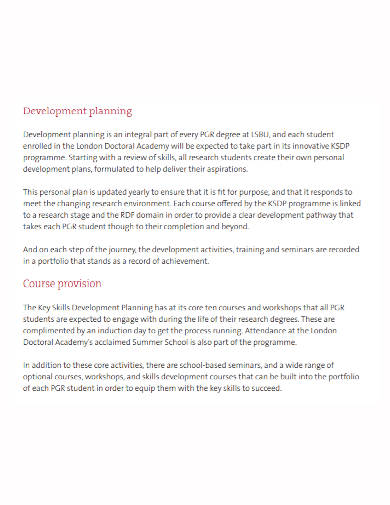 course provision development plan