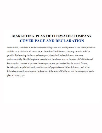 cover page company marketing plan