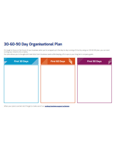 creative 30 60 90 day organizational plan