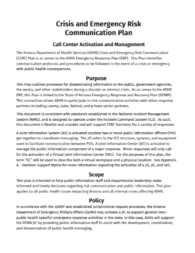 crisis risk management communication plan