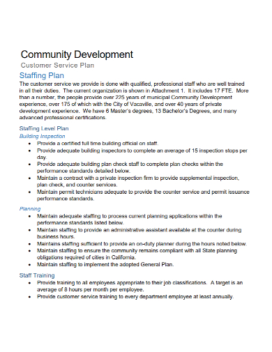 customer service community development plan