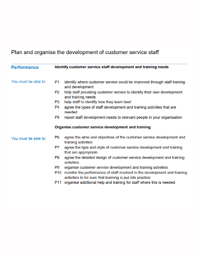customer service training development plan