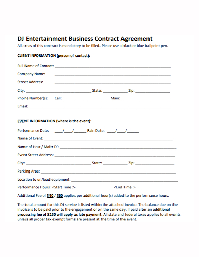 dj event entertainment business contract