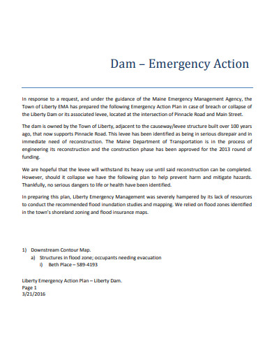 dam construction emergency action plan