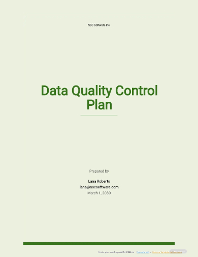 data quality control plan template