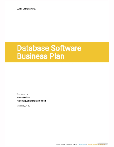 database software business plan template