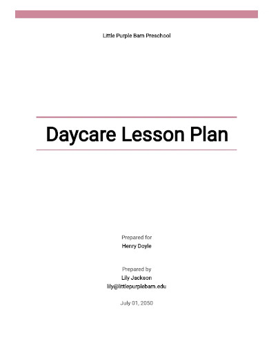 daycare lesson plan