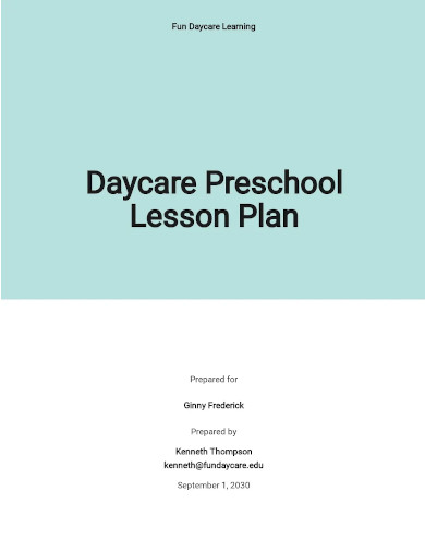 daycare preschool lesson plan