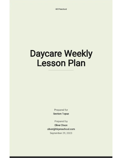 daycare weekly lesson plan
