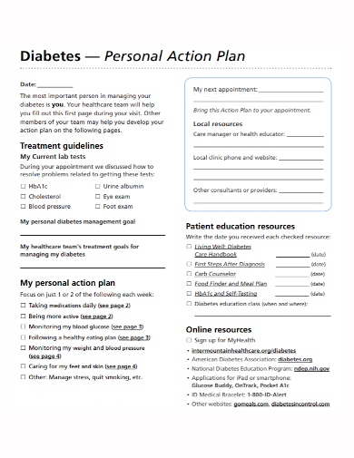 diabetes personal action plan