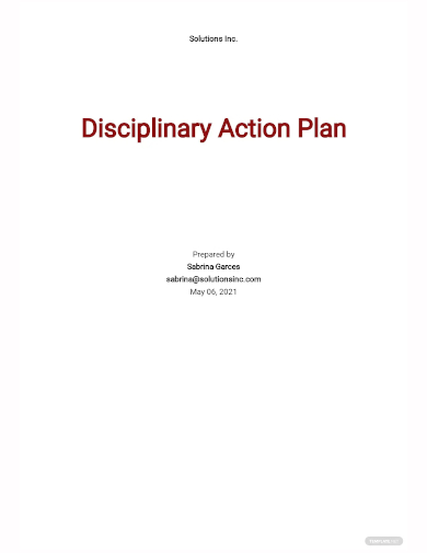 disciplinary action plan template