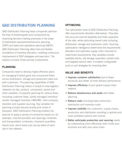distribution sales plan example