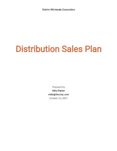 distribution sales plan