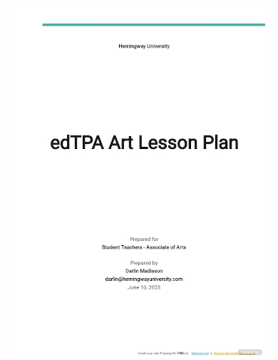 edtpa art lesson plan template