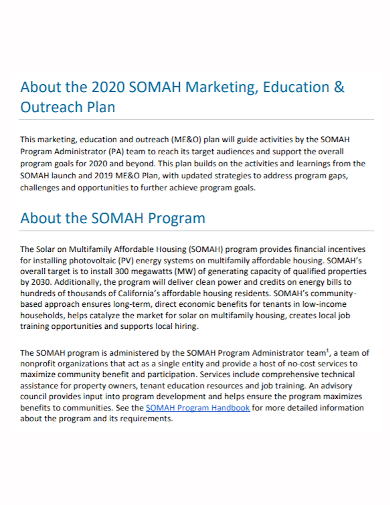 education program marketing plan