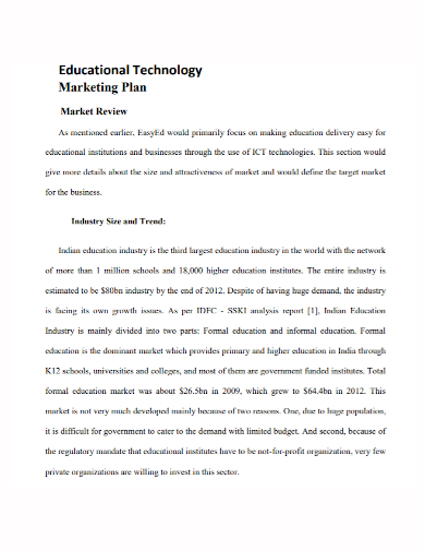 education technology marketing plan