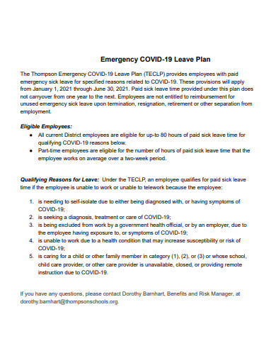 emergency covid 19 leave plan