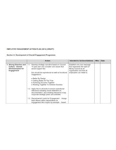 employee engagement development action plan