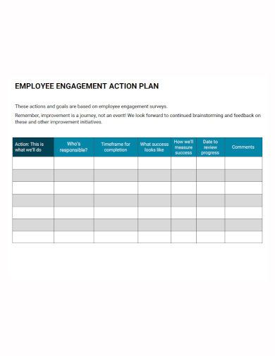employee engagement goals action plan