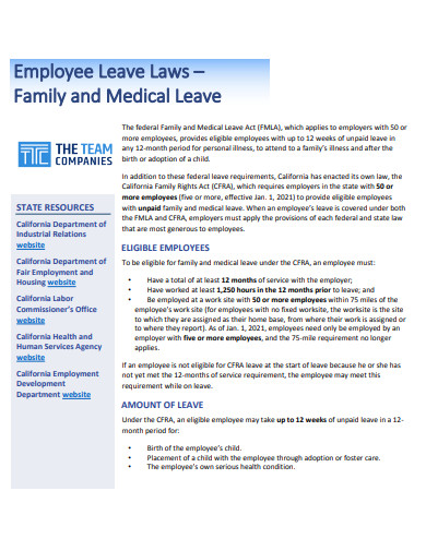 employee family leave plan laws