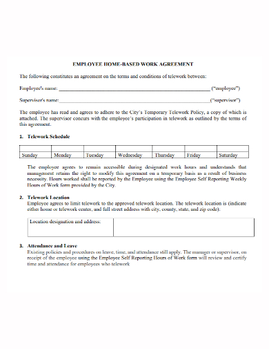employee home based work agreement