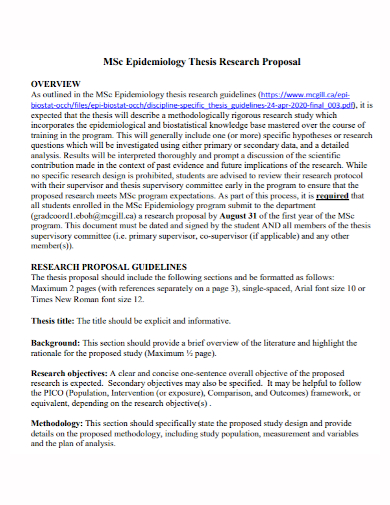 epidemiology thesis research proposal