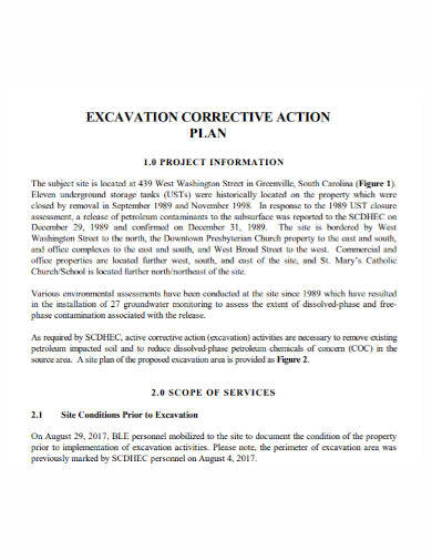 excavation project corrective action plan