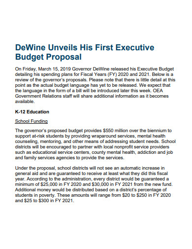 executive budget proposal example