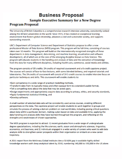 executive business program proposal