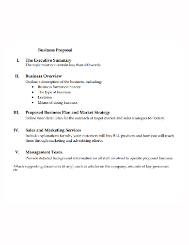executive business proposal outline