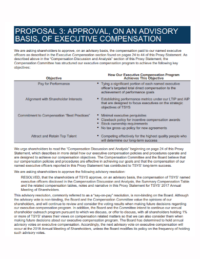 executive compensation approval proposal