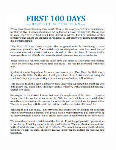 first 100 day action plan
