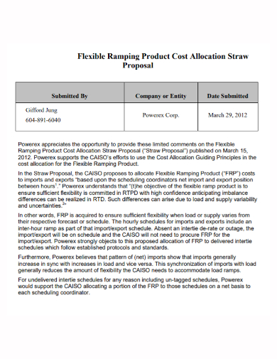 flexible product cost proposal