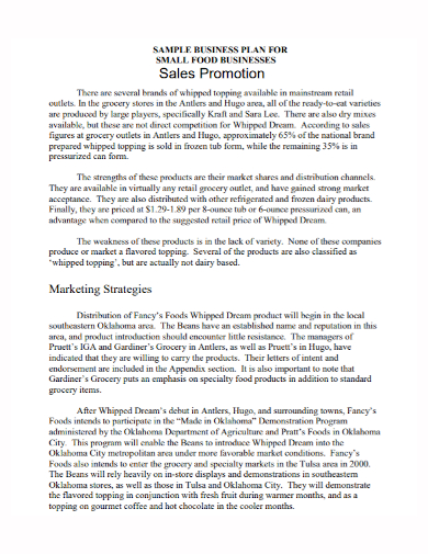 food business sales promotion plan