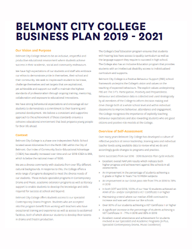 formal college business plan