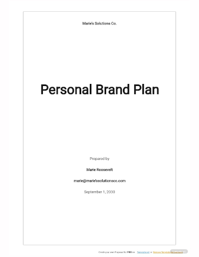 free personal brand plan template