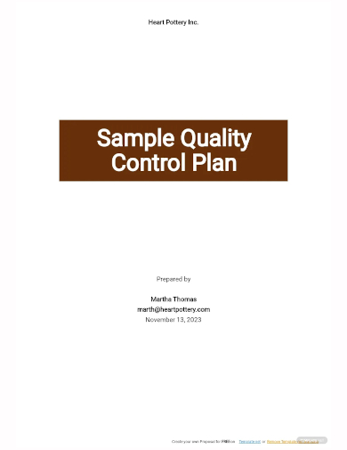 free sample quality control plan template
