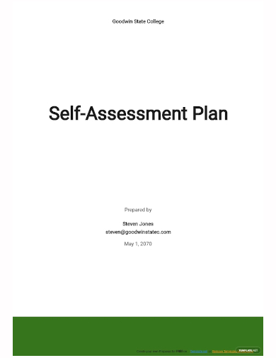 free self assessment plan template