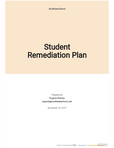 free student remediation plan template