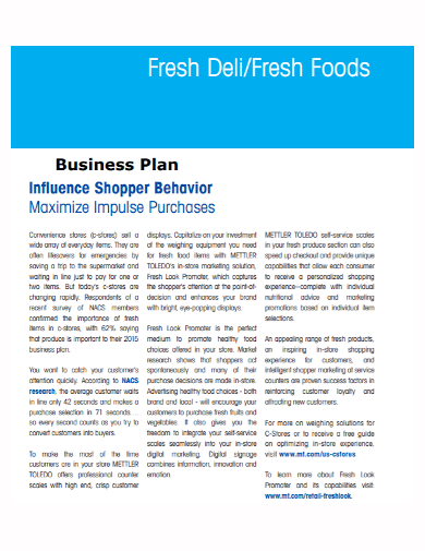 fresh deli business plan