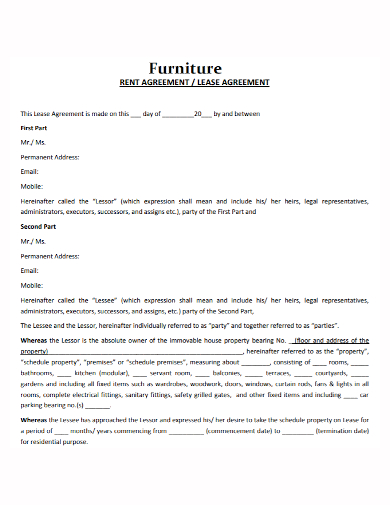 furniture lease agreement