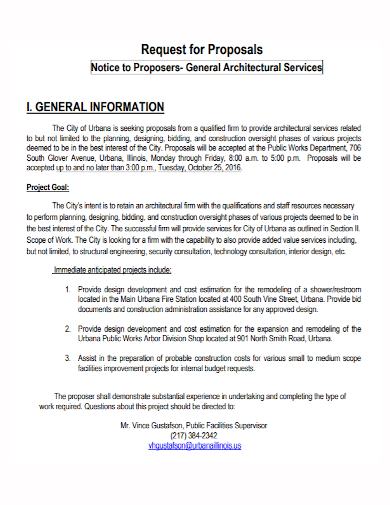 general architectural services proposal
