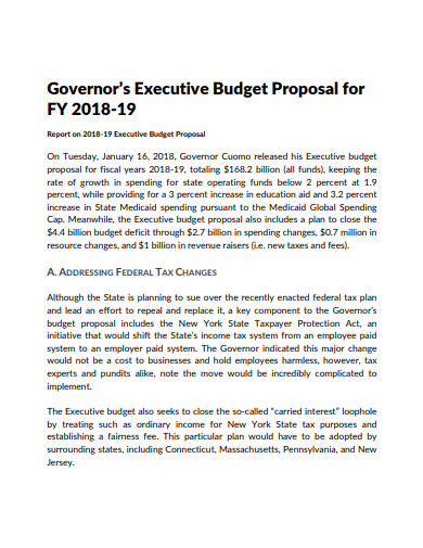 governors executive budget proposal