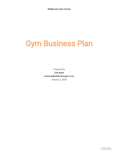 gym business plan template word