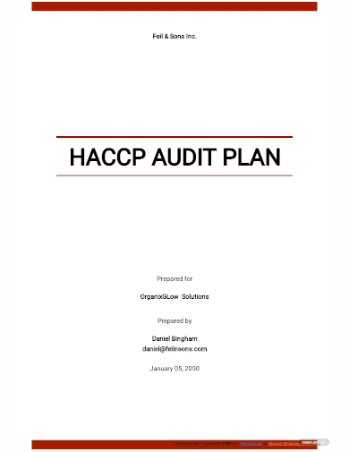 haccp audit plan template