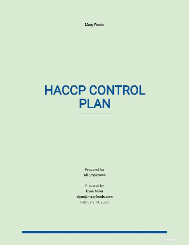 haccp control plan template