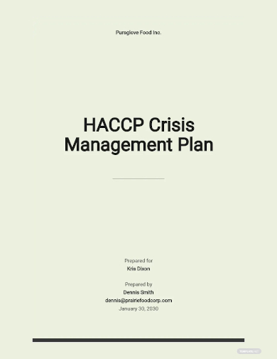 haccp crisis management plan template