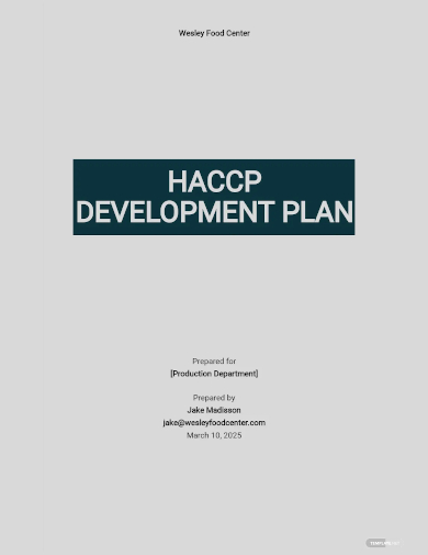 haccp development plan template